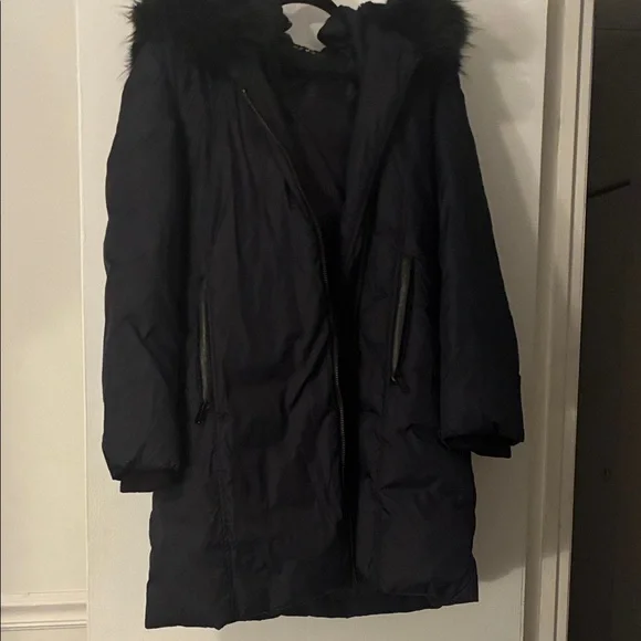 DKNY Midnight Puffer Coat with Faux Fur Trim - Picture 2 of 11